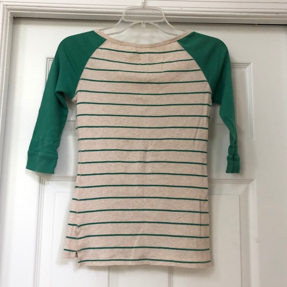 One Step Up 3/4 Sleeve Raglan Cotton Striped Shirt - Picture 8 of 16